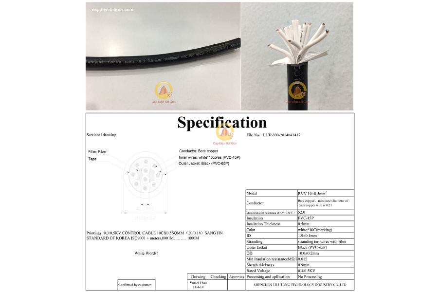 Cáp Điều Khiển Sangjin Không Lưới 10 Core x 1,5 mm² (Sangjin RVV 10x1,5mm²): Lựa Chọn Tối Ưu Cho Các Hệ Thống Công Nghiệp Hiện Đại